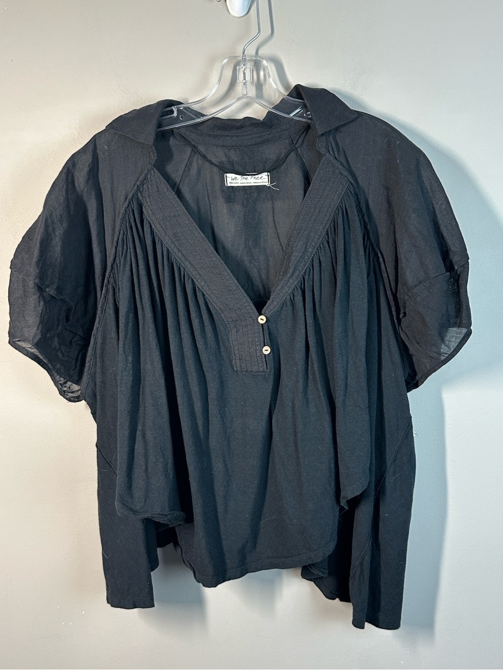 Free People We The Free Black Sunray Babydoll Top Size XS